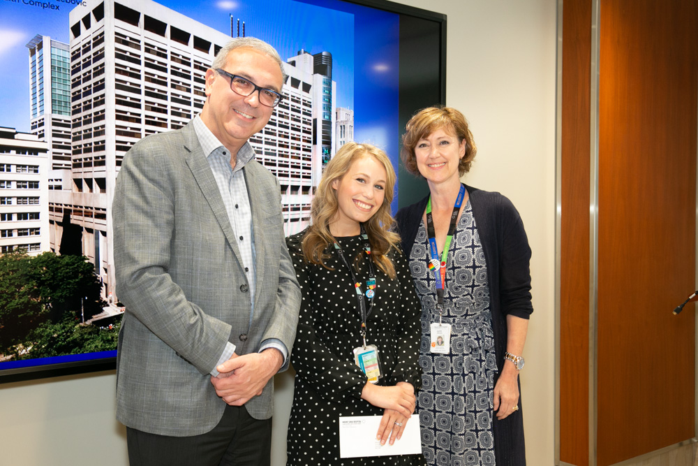 Dr. Gary Newton with Diamond Valerie Fine Bursary recipient Katelyn Portelli (centre) and Lynn Ardizzi