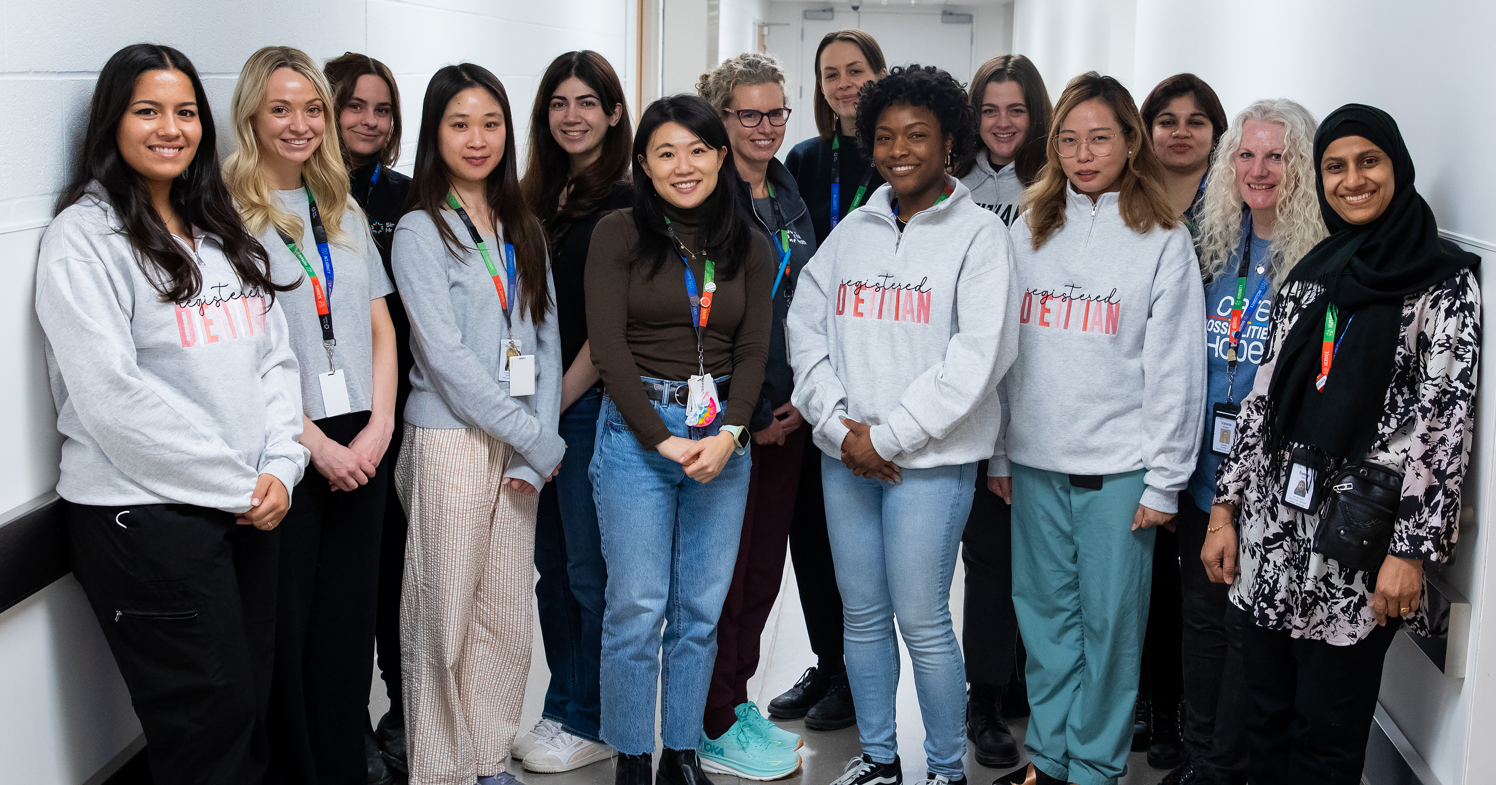 A collage of two group shots of Dietitians at Mount Sinai Hospital and Hennick Bridgepoint Hospital
