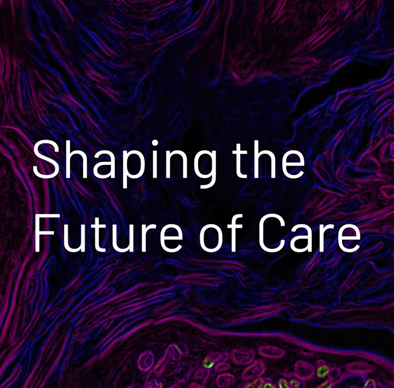 Abstract microscopic tissue pattern in purple, blue and black tones used as the background for the Annual Report theme.