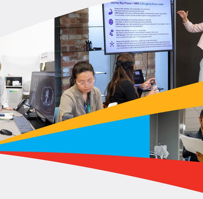 Health care professionals collaborating, teaching, and learning in clinical and academic settings.