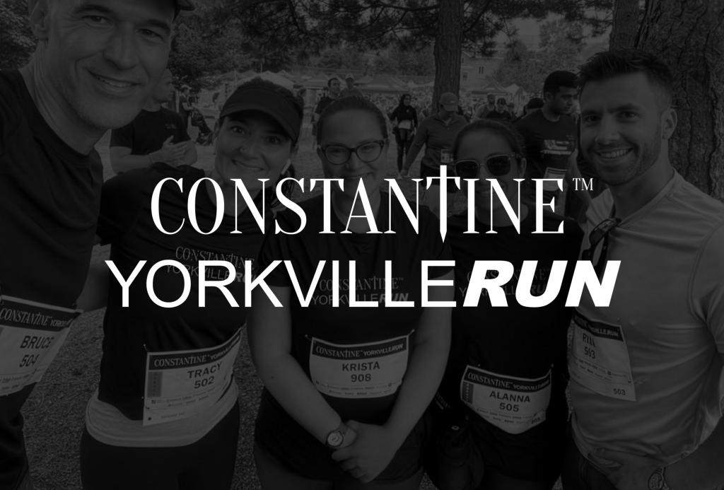 Contantine Yorkville logo with a group of friendly runners in the foreground