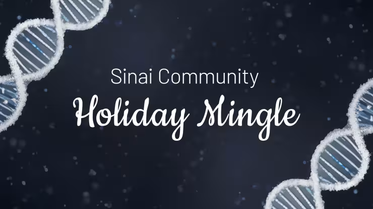 Dark snowy background with text that reads Sinai Community Holiday Mingle