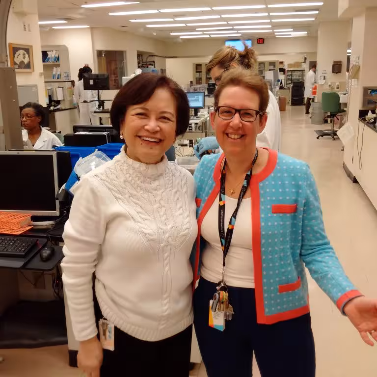Norma Layno, Administrative Director, Pathology and Laboratory Medicine poses with Dr. Maureen Shandling, EVP, Medical and Academic Affairs