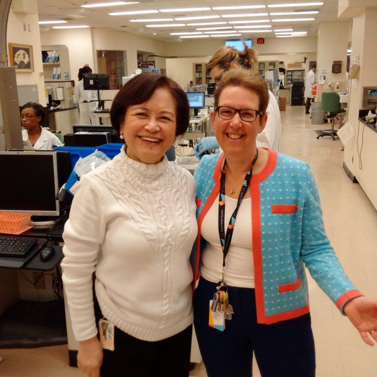 Norma Layno, Administrative Director, Pathology and Laboratory Medicine poses with Dr. Maureen Shandling, EVP, Medical and Academic Affairs