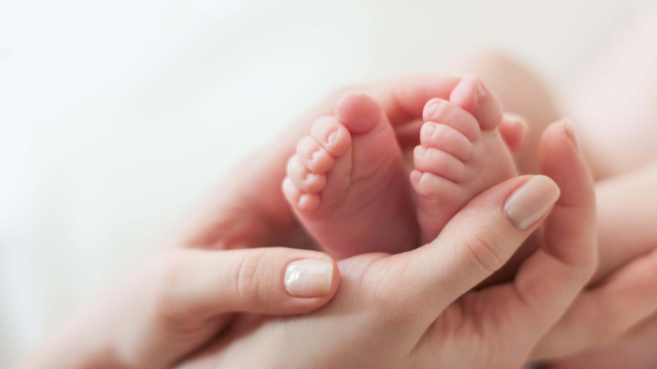 hands holding baby feet