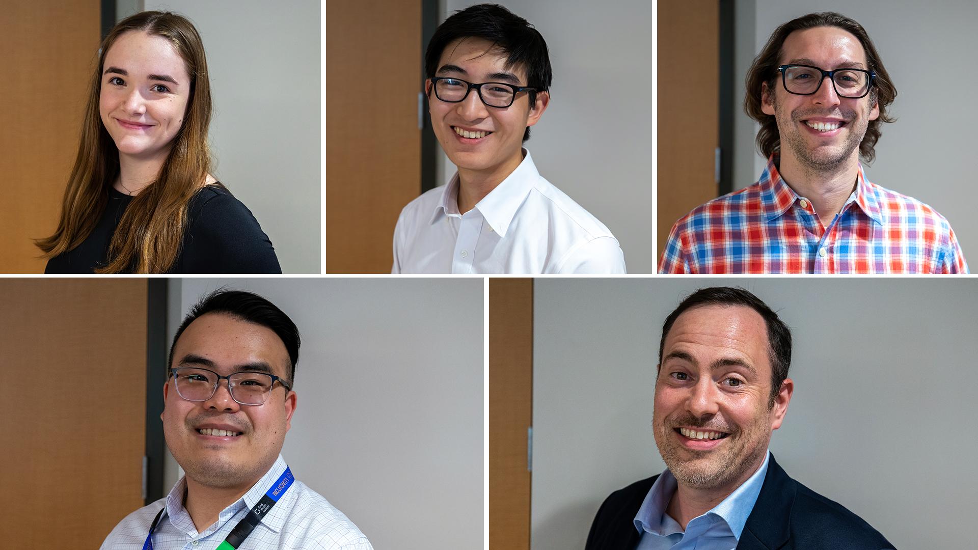 Collage of five headshots of the winners of this year's scholarships, bursaries and awards.