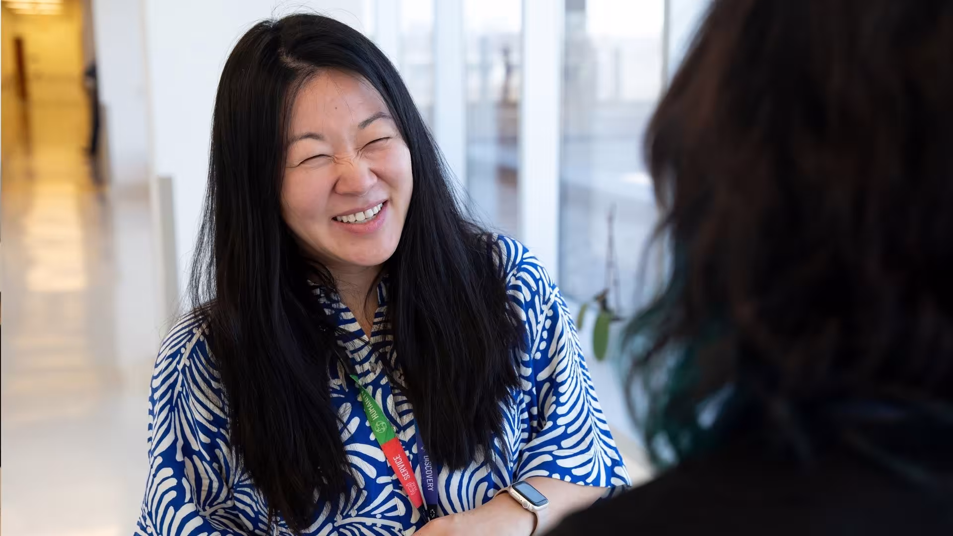 Geriatric psychiatrist Dr. Gina Eom speaks to a patient at Hennick Bridgepoint Hospital in Toronto. 