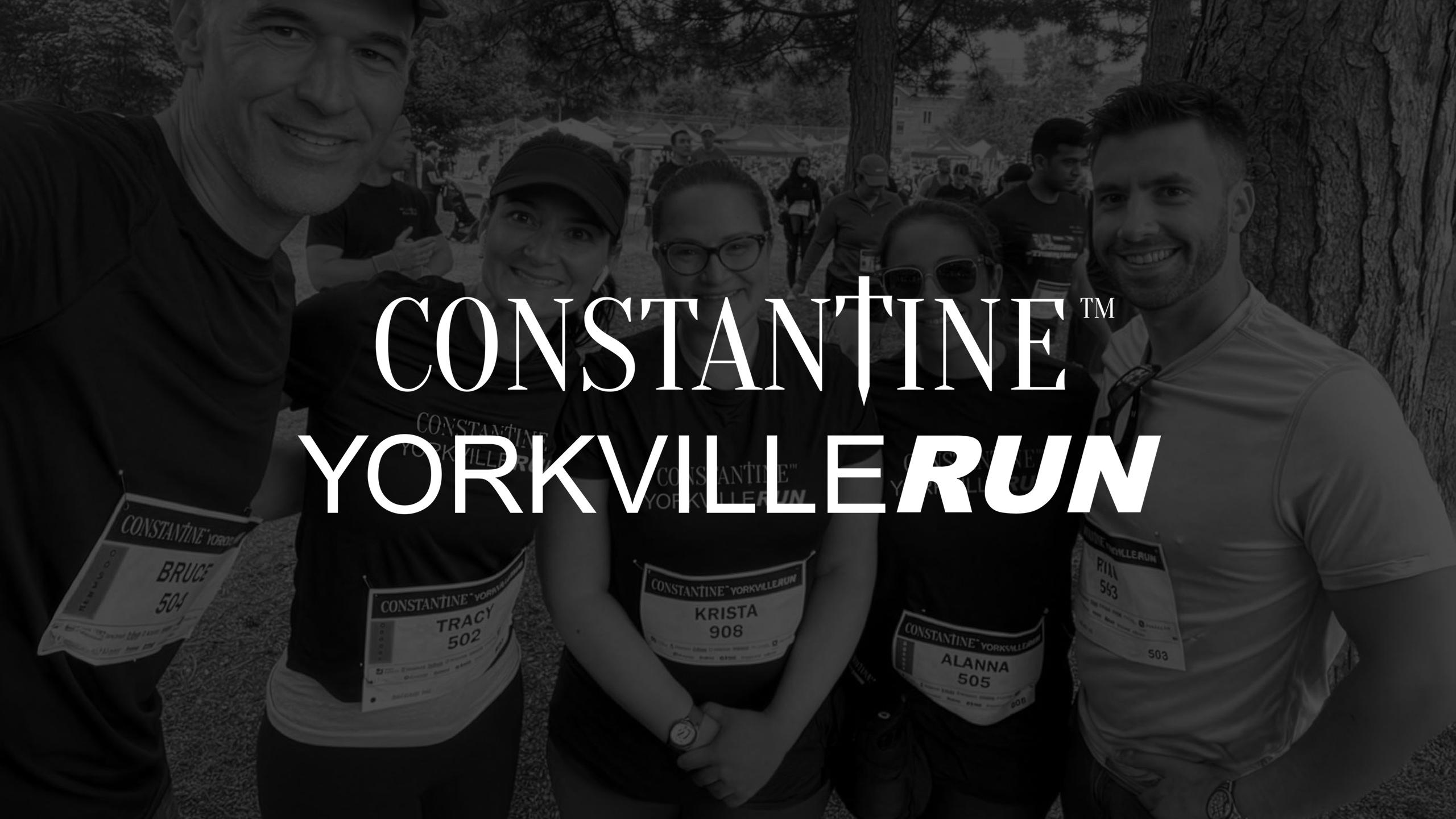 Contantine Yorkville logo with a group of friendly runners in the foreground
