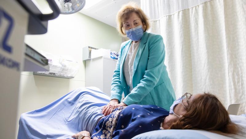 Patient being examined by health-care professional