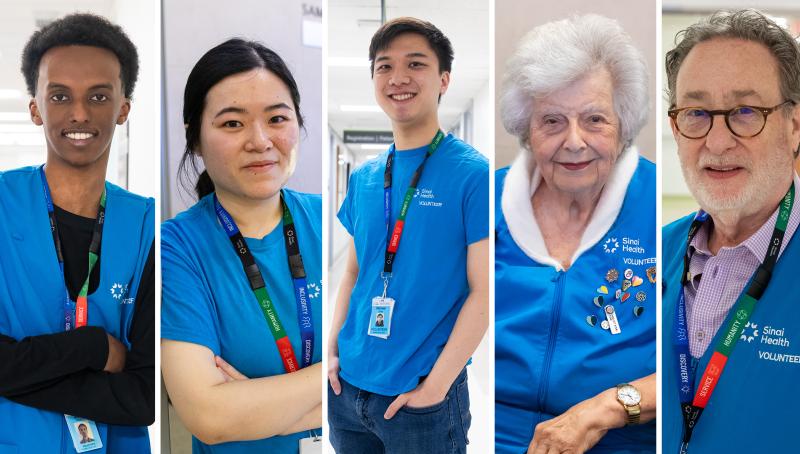 Collage of five volunteers from Sinai Health.