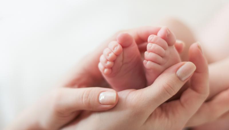 hands holding baby feet