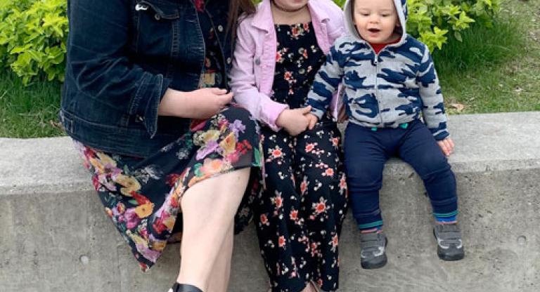 Eugenia Lopes with her son and daughter