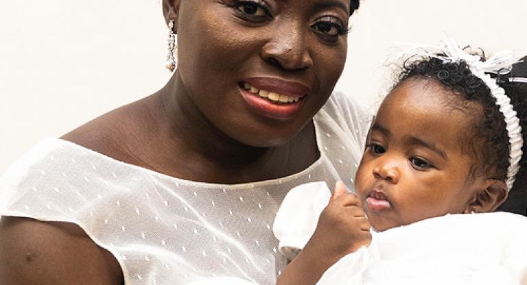 Solace Attopley with her infant daughter, Emmanuella