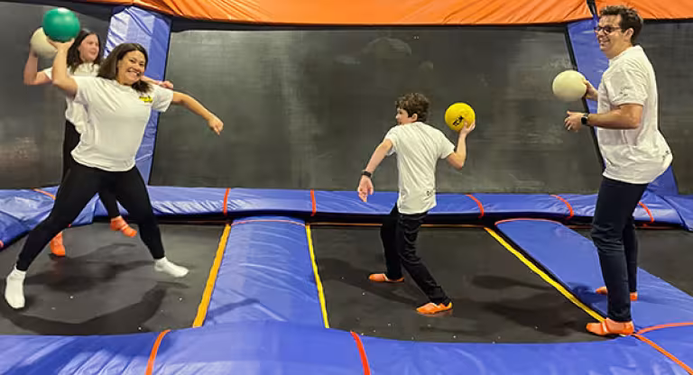The Rankine family play dodgeball for a cause