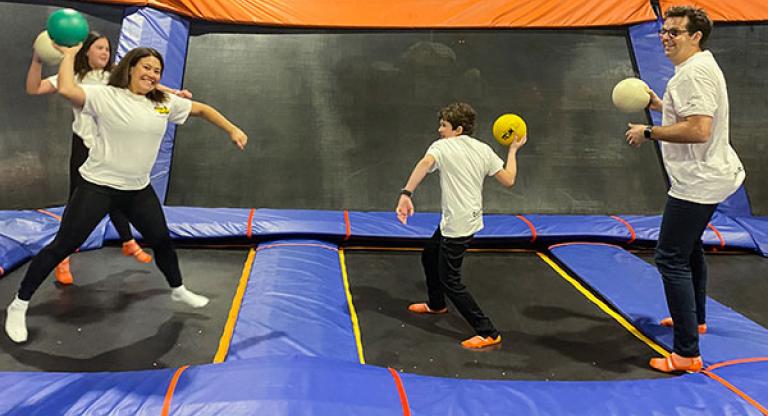The Rankine family play dodgeball for a cause