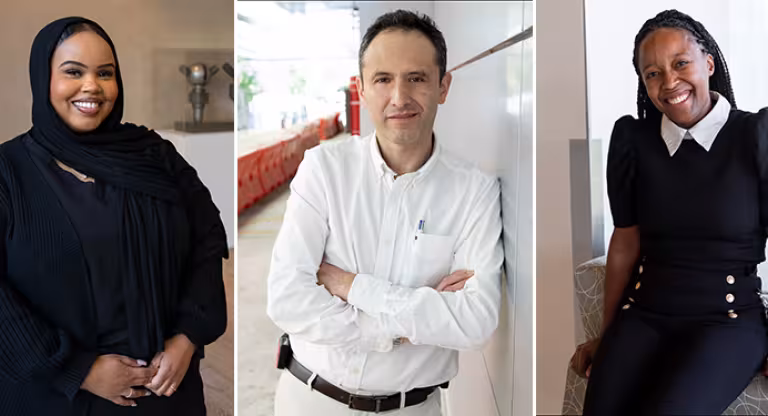 A collage of three Sinai Health staff posing for a photo