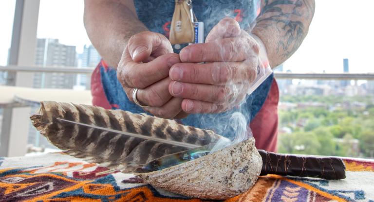 Indigenous smudging ceremony