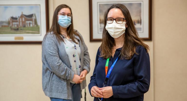 Violetta Nikolova, (right) and Morgan Gitt, are part of a team at Mount Sinai’s Leadership Sinai Centre for Diabetes that has successfully transitioned patient education for gestational diabetes from an in-person to online format because of COVID-19.