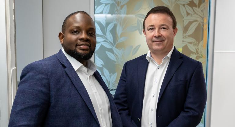 Head shots of Sinai Health oncologists, Dr. Abdulazeez Salawu (left) and Dr. Geoffrey Watson (right).