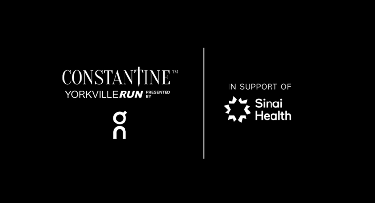 Logo with text that reads Constantine Yorkville Run and in support of sinai