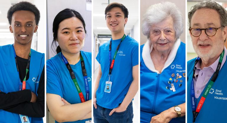 Collage of five volunteers from Sinai Health.