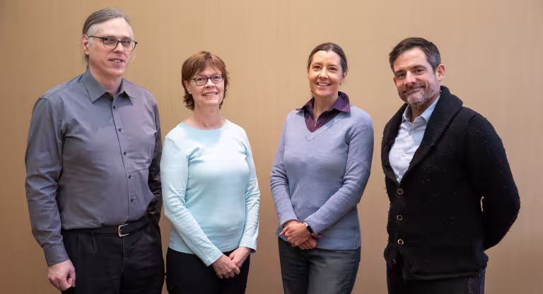 Drs. John Sled, Lauryl Nutter, Lise Phaneuf and Daniel Schramek standing alongside one another. 