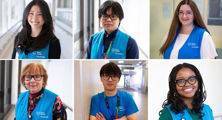 Six volunteers from across Sinai Health, including Mount Sinai and Hennick Bridgepoint Hospitals
