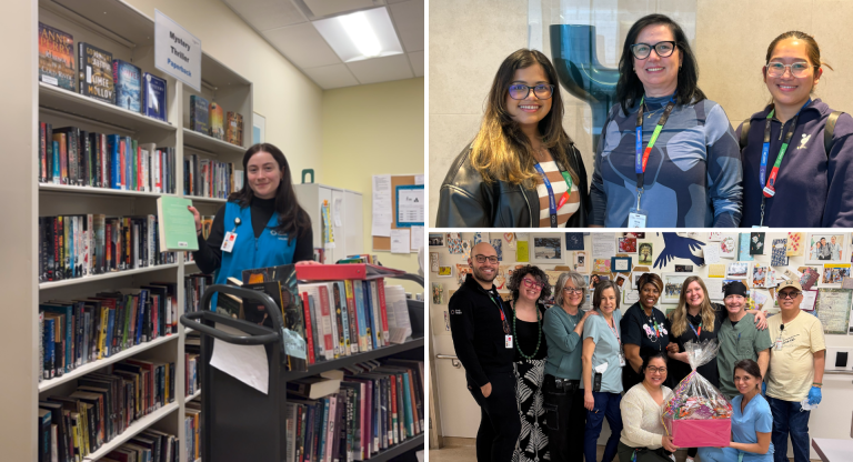 three photos of people who work and volunteer at Sinai Health