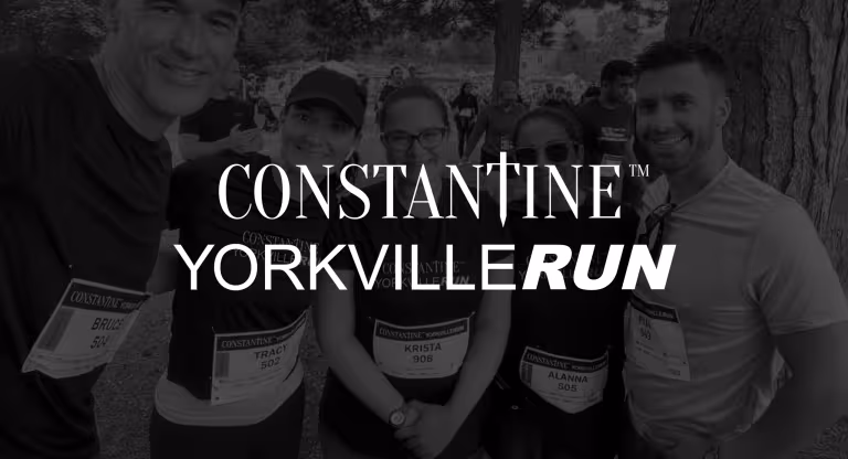 Contantine Yorkville logo with a group of friendly runners in the foreground