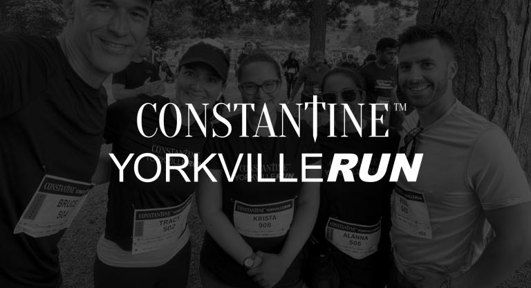 Contantine Yorkville logo with a group of friendly runners in the foreground