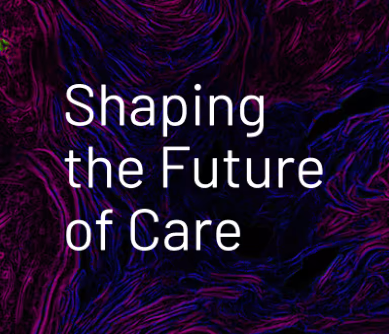 Abstract microscopic tissue pattern in purple, blue and black tones used as the background for the Annual Report theme.