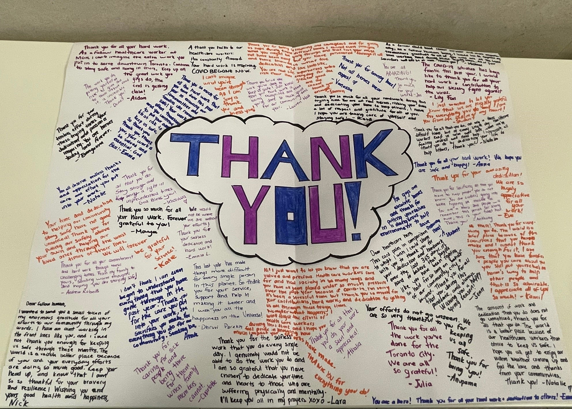 Thank you card from St.Mike's